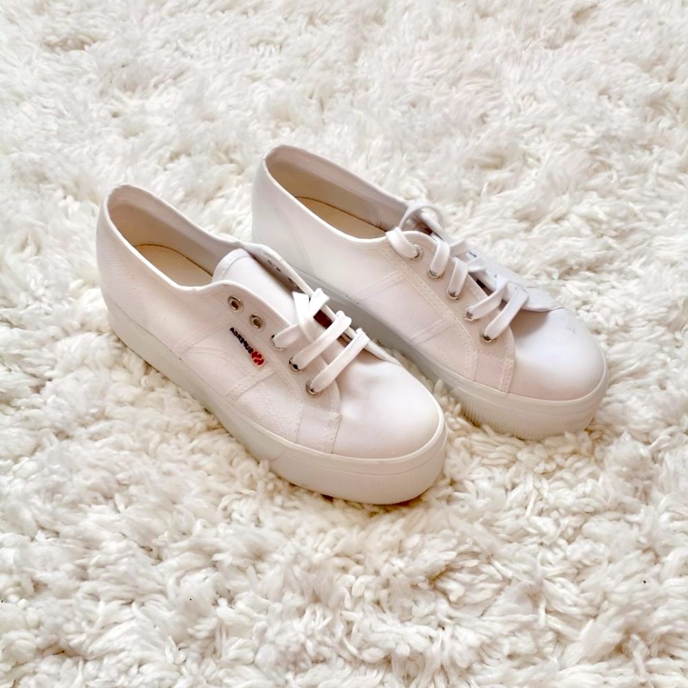 White Superga Platform Sneakers